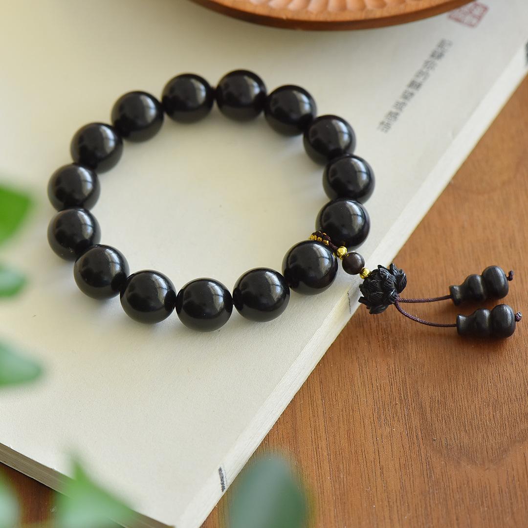 

Purple sandalwood, black sandalwood, ebony, black rosewood bracelets for men and women, cultural and artistic bracelets, birthday gifts, prayer beads about15mm Ebony