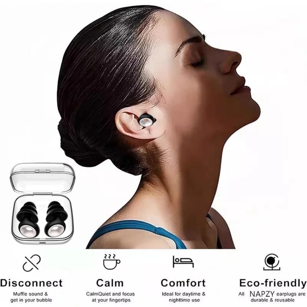 

Ear Plugs Noise Reduction, 4-in-1 Silicone Ear Plugs, 31db Sleeping Noise Cancelling Ear Plugs, for Work, Study, Concerts Noise Reduction (Black)