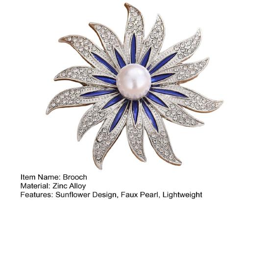 Sonnenblumen-Form Brosche für Damen, Strasssteine eingelegte Brosche für Kleid, Mantel, Schal, Vielseitiges Broschen-Accessoire für Mutter, Hochzeit