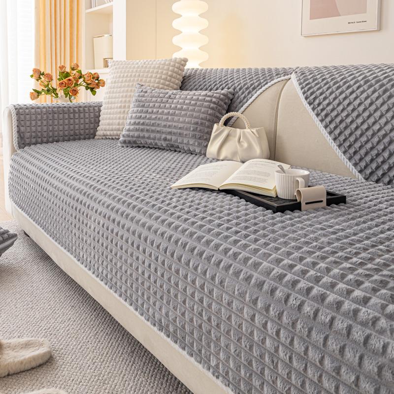 Kış Peluş Kanepe Minderi Kalınlaştırılmış Sıcak Kaymaz Kanepe Kılıfı Her Şey Dahil Evrensel Kanepe Havlusu Tam Kapak Kumaş