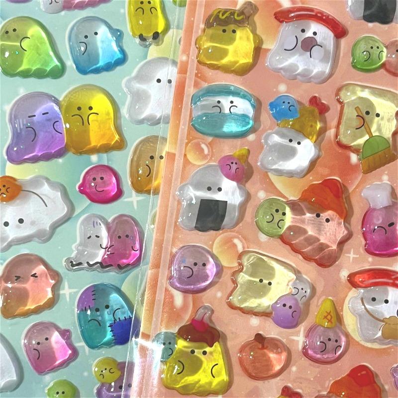 Latest Cartoon Family Ghost Adorable 3D Relief Crystal Decorative Stickers - Children's Stationery Scrapbook Creative Stickers