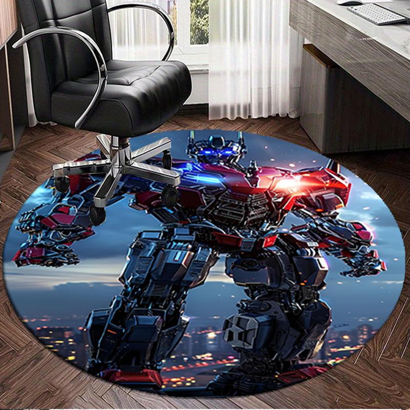 1PC Optimus-Prime Round Rug, Non-slip Chair Mat, Home Decor, Circle Carpet Perfect for Office, Bedroom, Living Room,Christmas gift