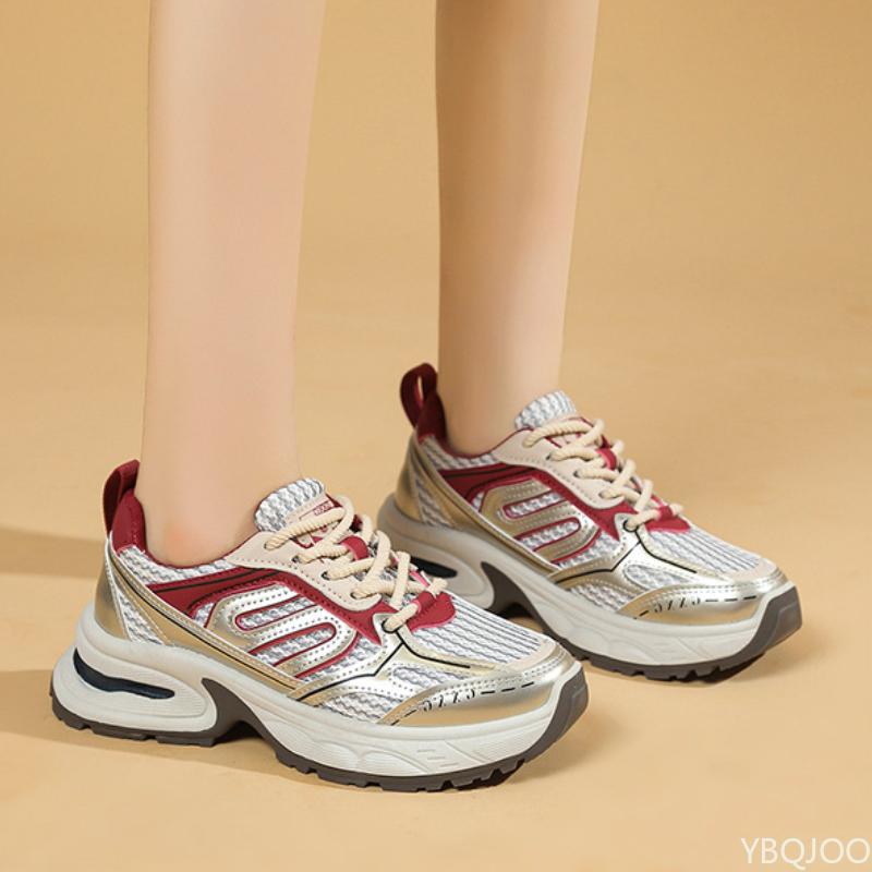 Fashion Retro Spring Autumn New Women Thick Soled Dad Shoes 2025 New Height Increasing Anti Slip Sports Leisure Shoes Sneakers Platform