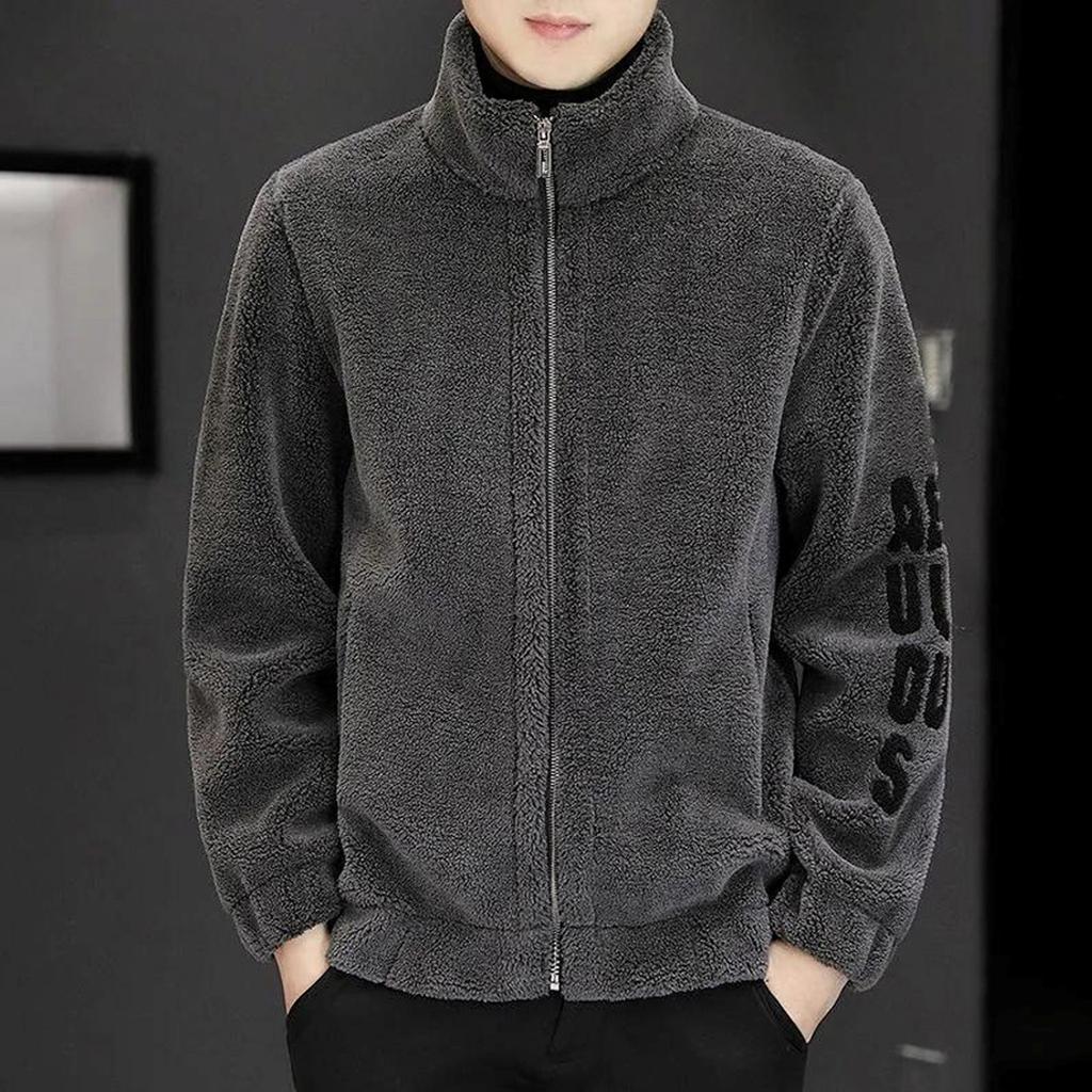 Winter Men's Stand Up Collar Fleece Jacket Fashion Jacket