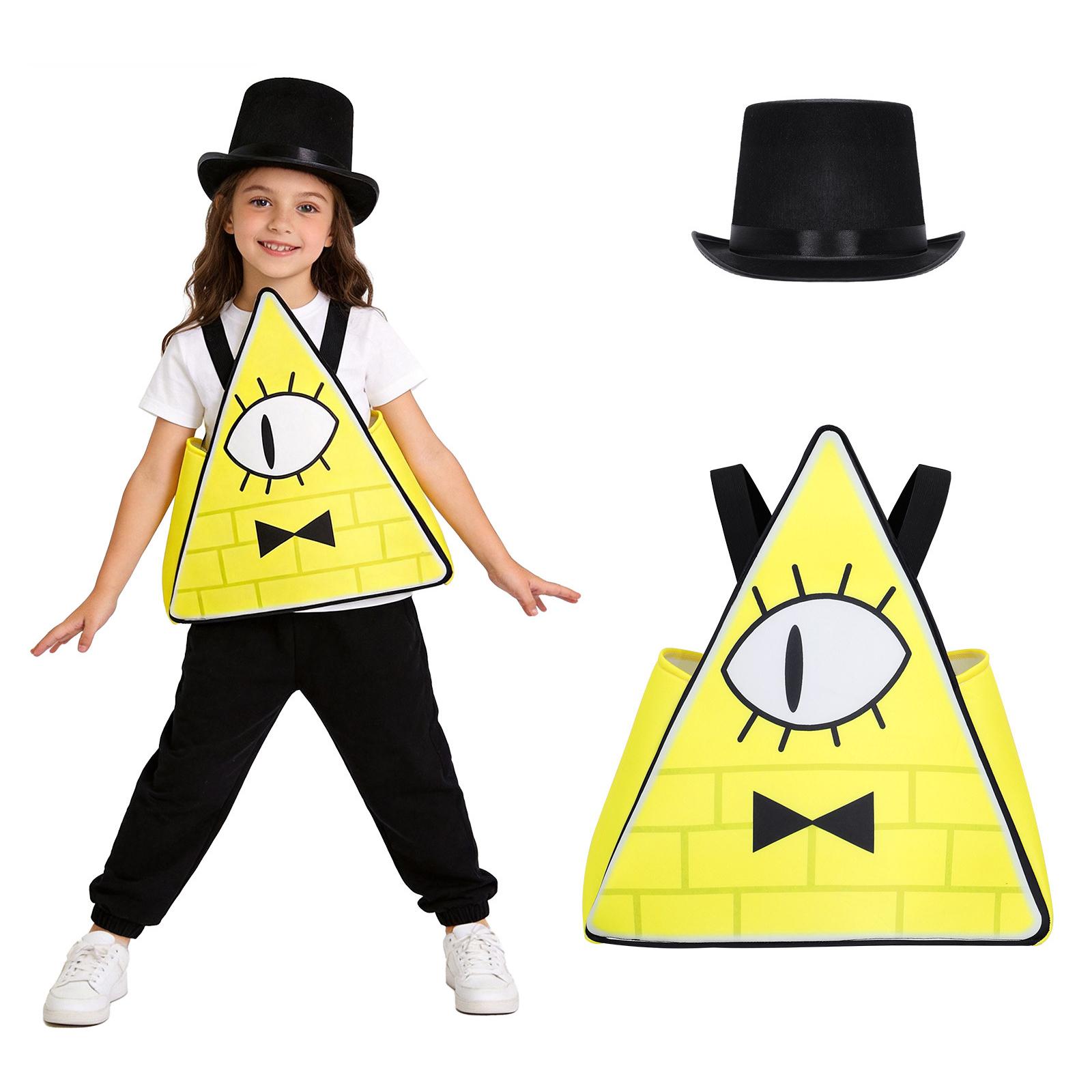 Kids Triangle Character Costume Suspender Vest with Eye Print Adjustable Straps for Halloween Role Play and Stage Performance Outfit one size жёлтый