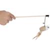 Wooden Cat Funny Stick Wand Pet Teaser Mice Toys with Crisp Bell Feather and Linen Mouse