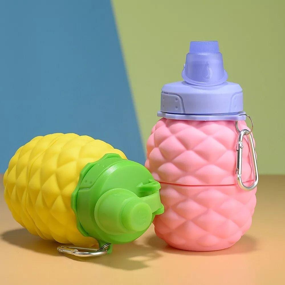 700ml Collapsible Water Bottles Reusable Pineapple Shape Silicone Water Bottle Retractable Creativity Hiking Water Cup Outdoor