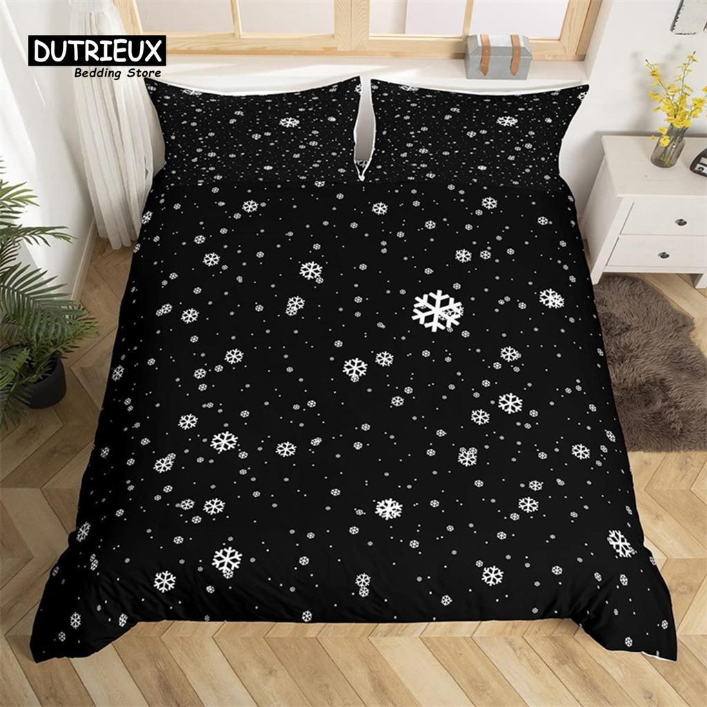 Christmas Duvet Cover Cartoon Snowman Deer Reindeer Bedding Set Twin Size Microfiber Cute Gingerbread Stocking Comforter Cover