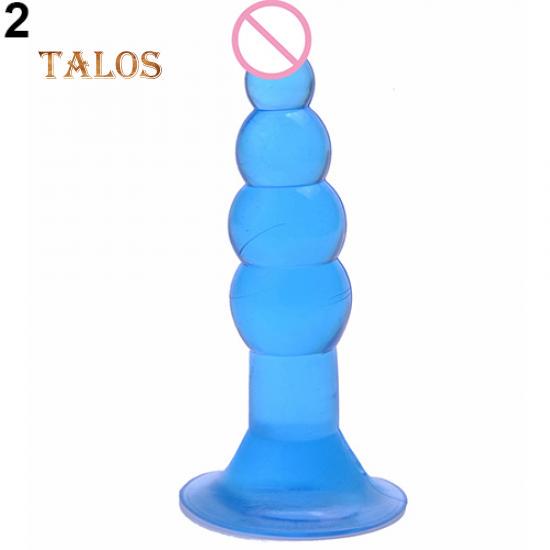 Unisex Pleasure Flexible Beads Anal Sex Toy Butt Plug Insert with Suction Cup Stimulator Massager