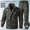 Unisex Spring/Autumn Camouflage Workwear Suit - Elastic, Anti-scalding, Wear-resistant Cotton for Welders and Auto Repair