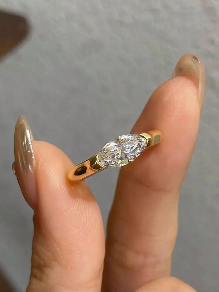 925 Sterling Silver Fashion Simplicity Marquise Zircon Ring For Women Engagement Wedding Luxury High Quality Fine Jewelry