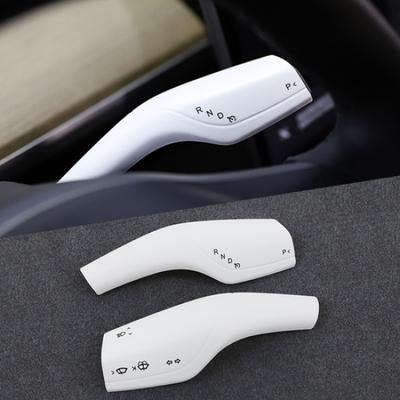 2PCS Gear Shift Wiper Lever Trim Cover White For Tesla Model 3 & Y 2017-