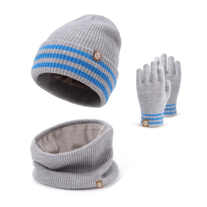 Winter children's hat gloves scarf three-piece set medium and small children's warm baby hat children's gloves women