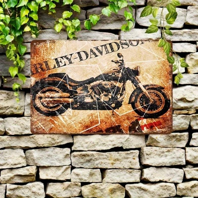 Motorcycle Metal Wall Sign, Garage Bar Decor 20x30cm