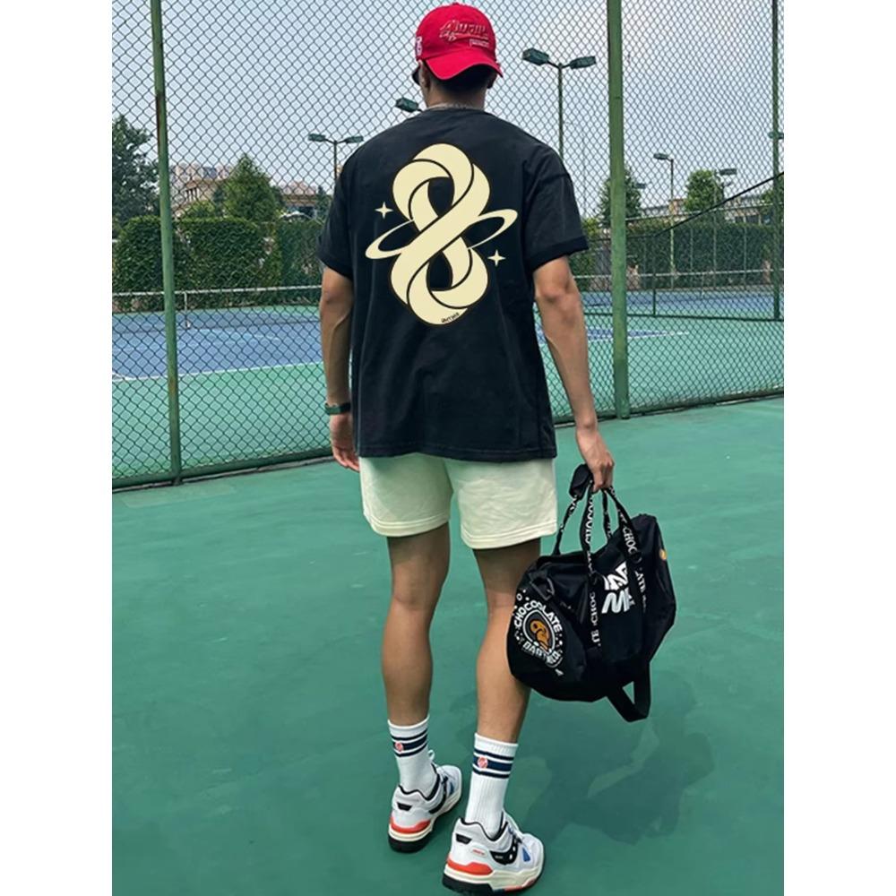 Sommermode Schweres Retro-T-Shirt für Herren mit englischen Buchstaben, 100 % Baumwolle, bedruckt, Rundhalsausschnitt, hochwertiges Casual Fitness Street