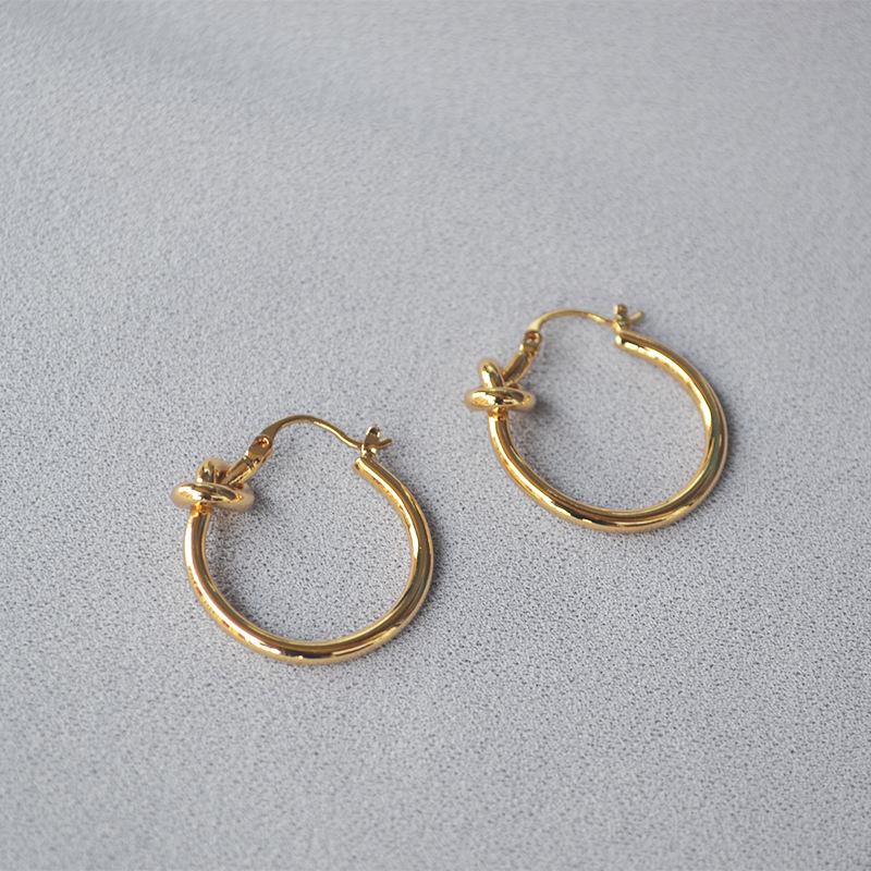 Celi Minimalist Gold-Plated Brass French Knotted Hoop Earrings for Women