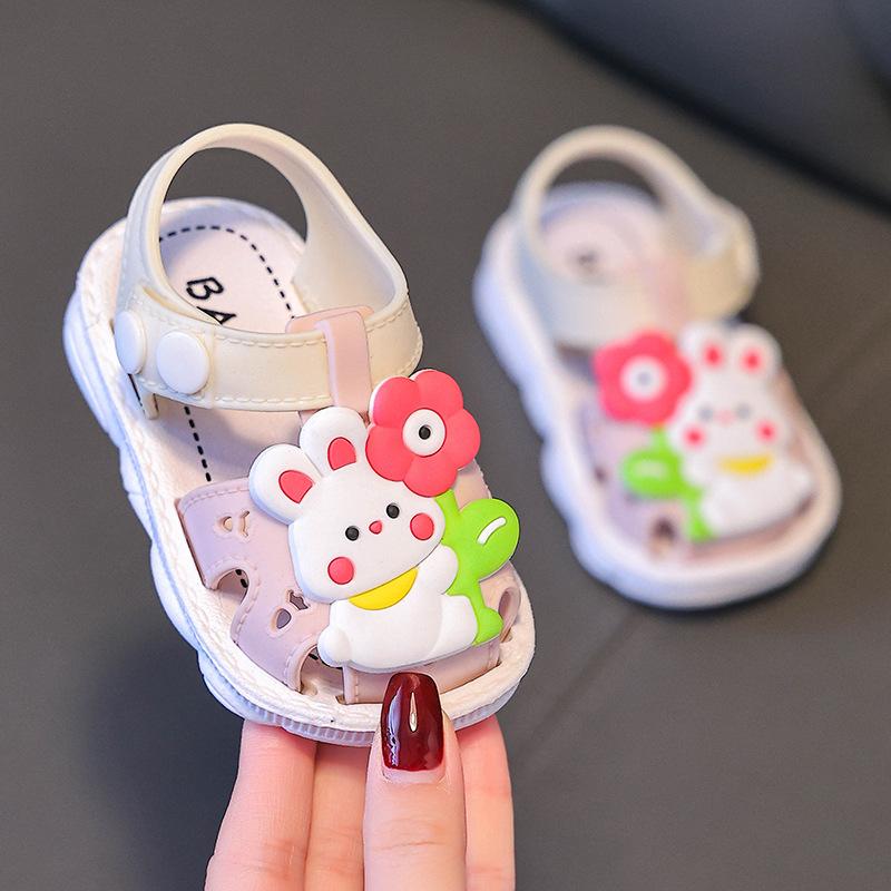 Girls' Sandals Summer 0-3 Years Old Baby Baotou Baby Toddler Shoes Non-slip Soft Sole Home Wear Children's Sandals