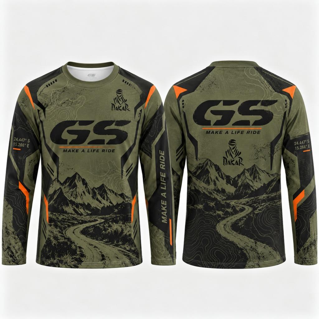 GS Adventure Ралли Дакар Мотоцикл Футболка с длинным рукавом Мужская Горная Дорога Печать Карты Мира Езда на Мотоцикле Байкерские Топы Майка