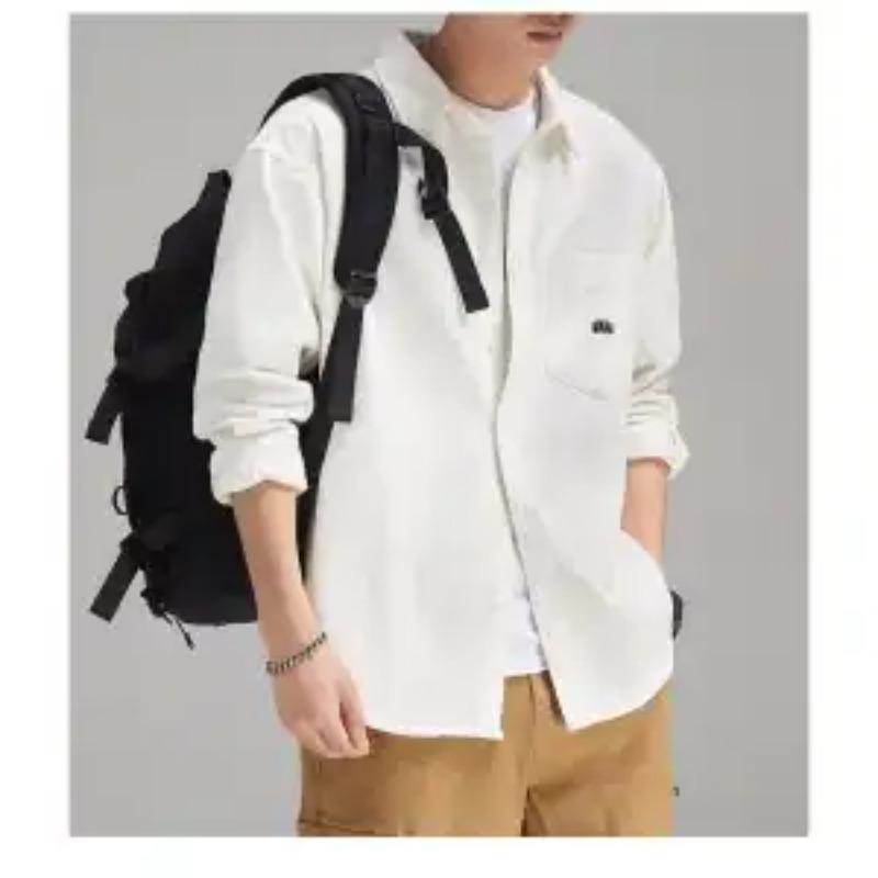 Retro Shirt Long Sleeve Men's Spring Loose Workwear Pure Cotton Shirt Jacket