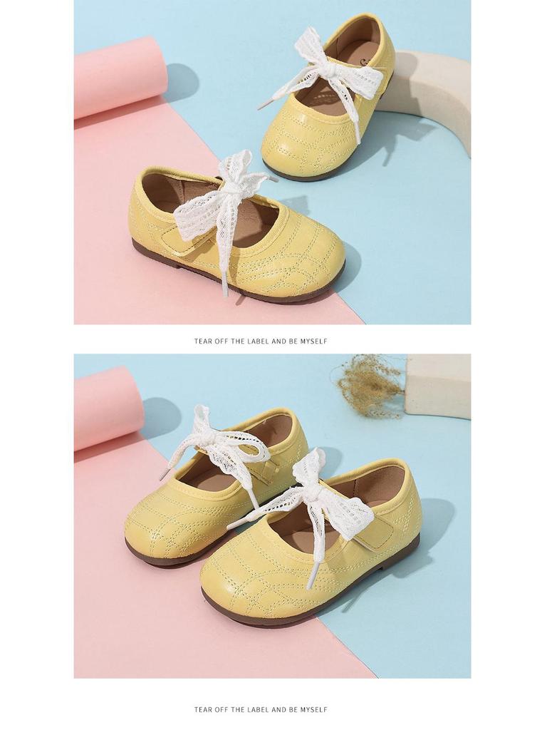Mädchen-Schleifen-Leder-Prinzessinnenschuhe - Koreanischer Stil, Weiche Sohle, Trendige Single-Schuhe für Frühling/Herbst