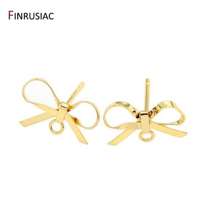 Hypoallergenic Post Earrings Hooks Findings 14K Gold Plated Brass Bow Earrings Accessories DIY Jewelry Making Findings