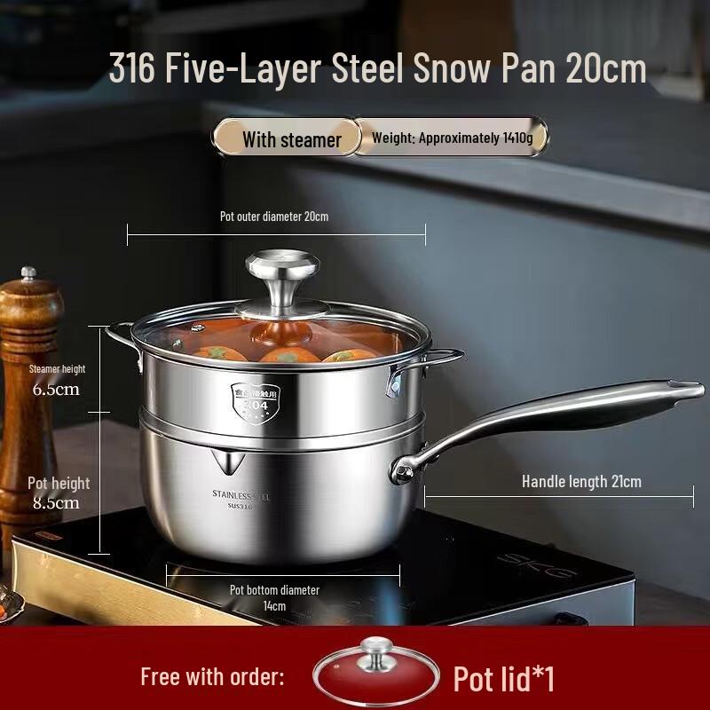 Zhishi 316 Stainless Steel Japanese Yukihira Pot