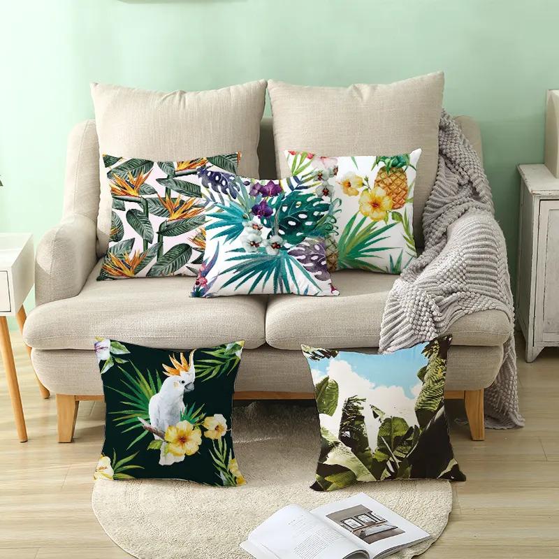 Tropical Pillow Cover Polyester Printed Leaf Cushion Case Sofa Home Decor xcm Bedroom Living Room Throw Pillowcase Gift