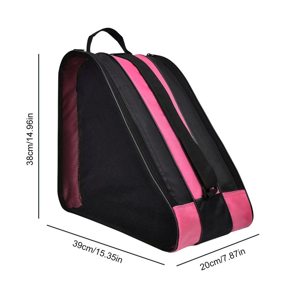 

Roller Skate Bag Ice Skate Shoes Bag Oxford Cloth Ski Snow Boots Bag Multi-Compartments Ice-Skating Shoulder Bag for Ski Sports рожевий