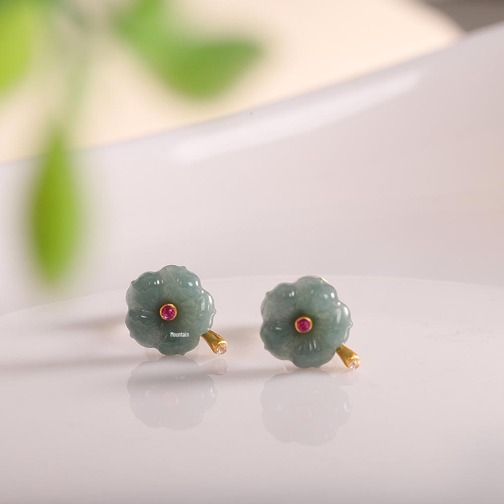 Winter Arrival: S925 Silver & A-Grade Jade Carved Stud Earrings