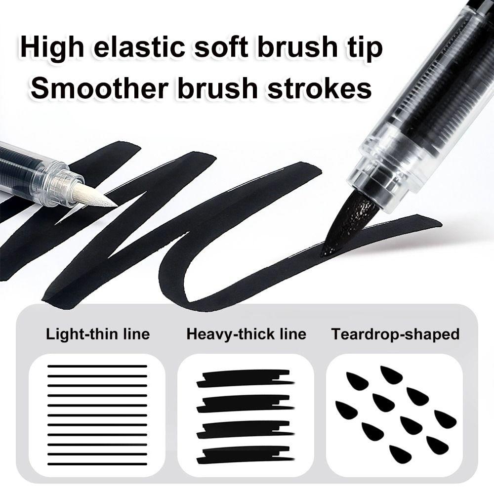 12Pcs/Box Black/White Acrylic Marker Pen Quickly Dry Waterproof Acrylic Paint Markers DIY Soft Tip Brush Tip Marker Art Drawing