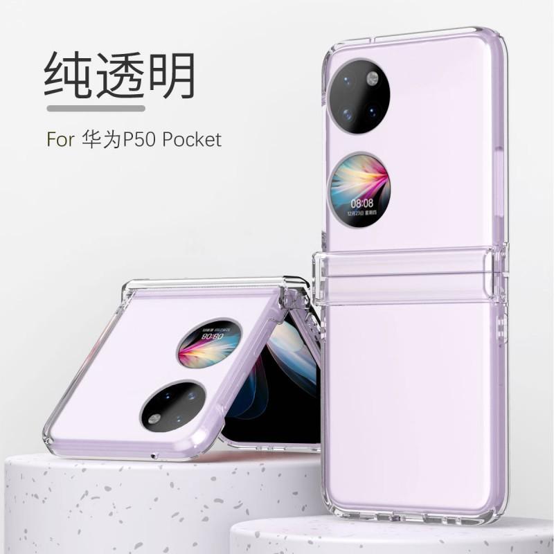 Full Coverage Protective Case P50 Pocket 5G With Hinge Guard Shockproof PC Shell In Solid Colors