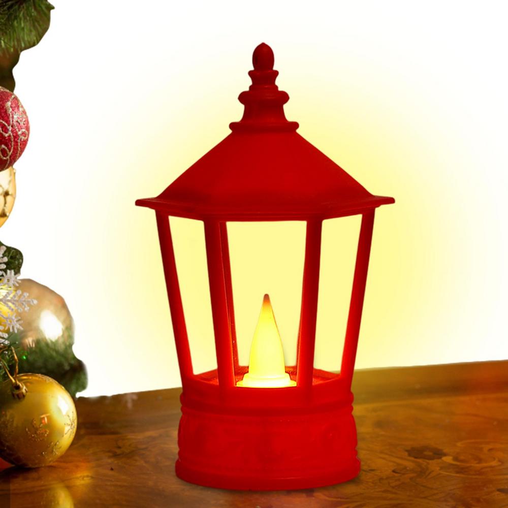 

Battery Lantern Hexagonal Halloween Lanterns Outdoor Garden Decorative Lantern Lights With Round Base Hanging Lanterns For Front червоний