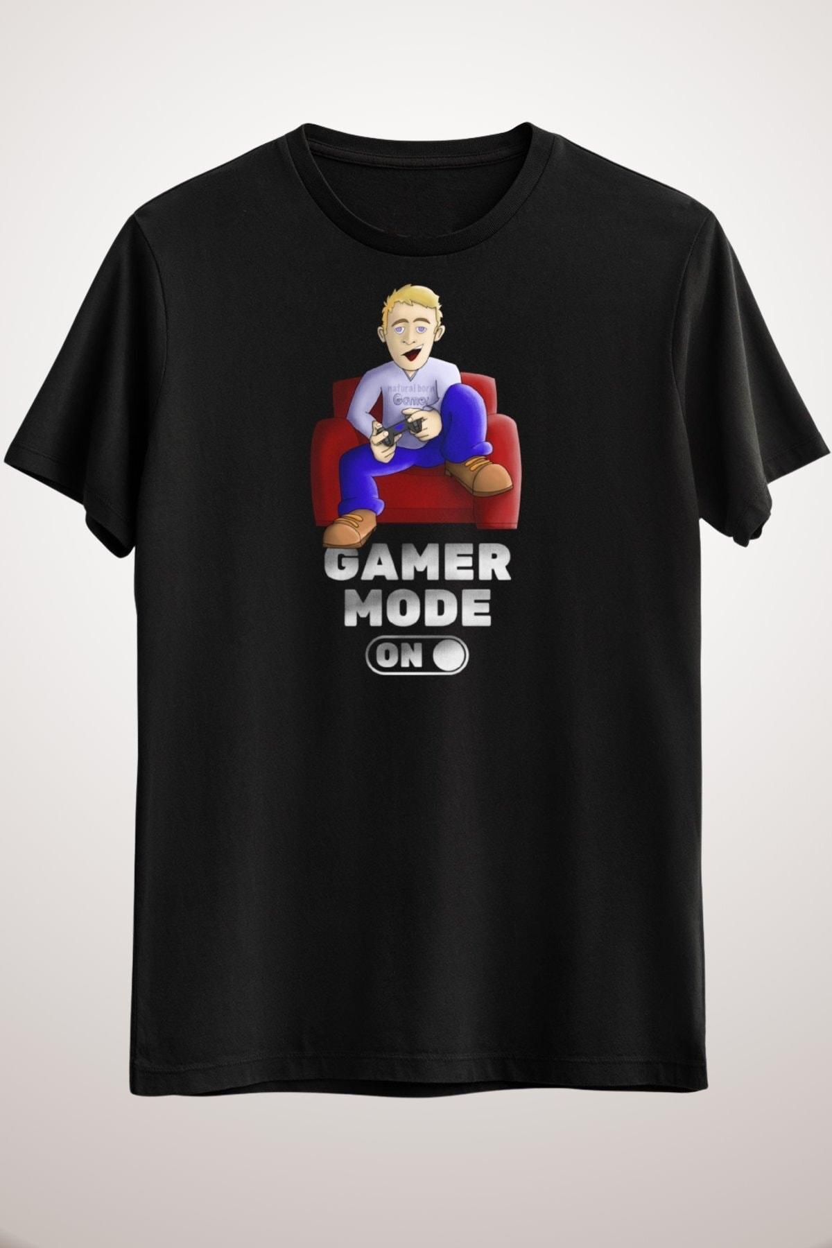 

Мужская черная забавная игровая футболка с надписью Gamer Mode On, подарок для геймеров