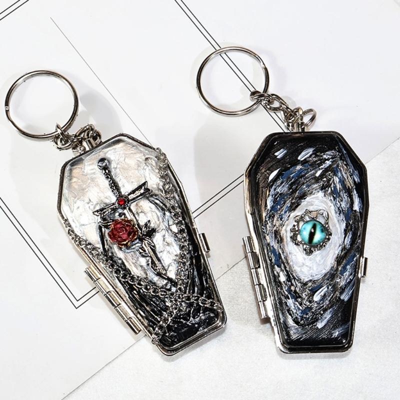 Portable Metal Coffin Shaped Ashtray Keychain Feature Storage Box Stainless Steel Compact Design For Outdoor Travel