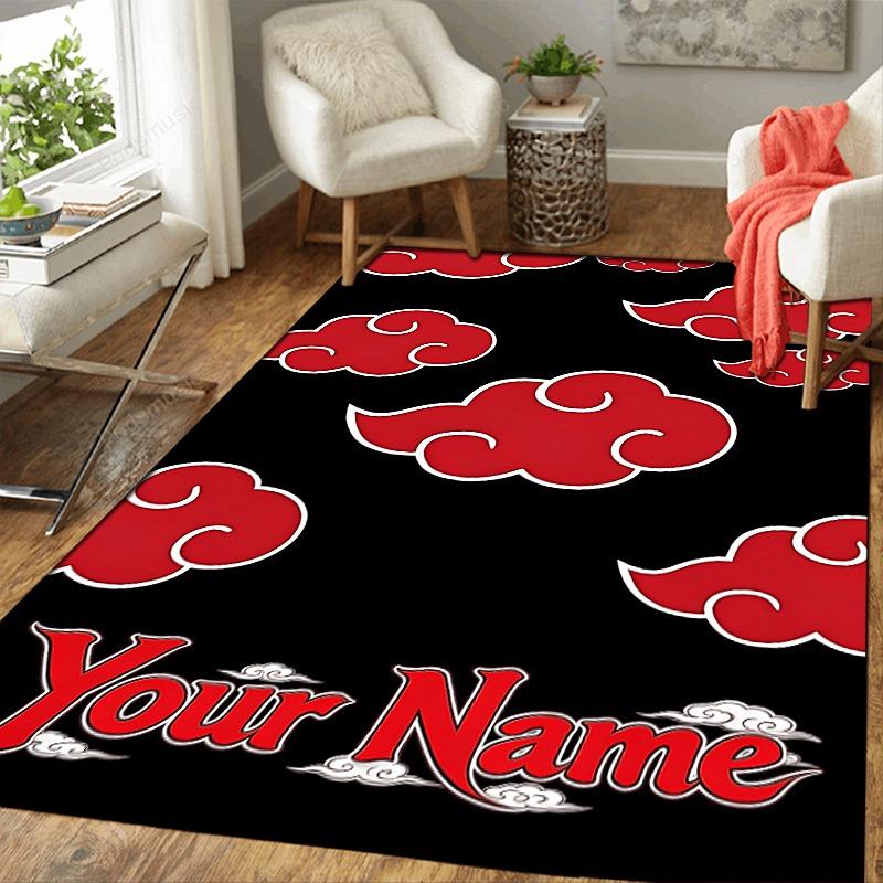 Custom 1Pc Akatsuki Cloud Flannel Personalized Rug Non Slip Floor Mat Soft Carpet for Living Bedroom Office Home Decor Gift