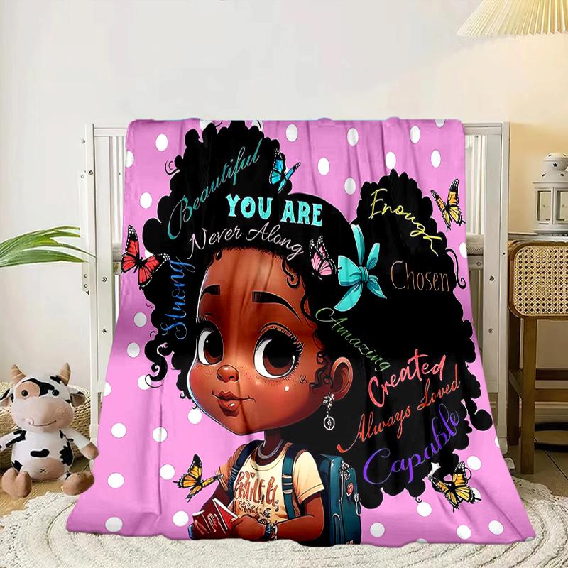 Black Princess Magic Celebration Blanket Flannel Blanket for Bed, Sofa, Camping, Hiking, Picnic Essentials, Gift for Family Fan Gifts