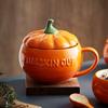 Vintage Coffee Mugs Cups with Lids Pumpkin Ceramic Milk Container Travel Espresso