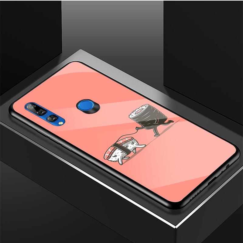 Kreskówkowe sushi Hartowane Szkło Etui na Telefon Dla Huawei honor 8X 9 10i 20i 20Lite 20Pro 30 Pro Pokrowiec