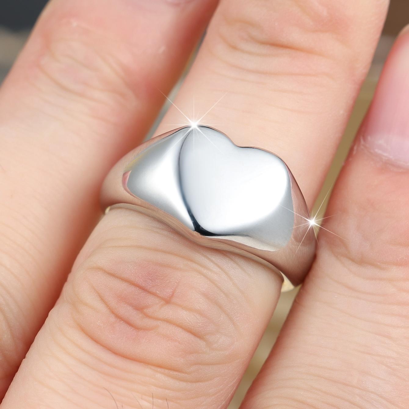 

Cute Female Gold Color Heart Wedding Rings Promise Open Adjustable Engagement Jewelry For Women resizable
