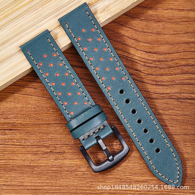 

Suitable For Samsung Watch Galaxy /5/6 Generation Leather Strap Huawei Gt20/22Mm Hole Strap 22mm black buckle зелений