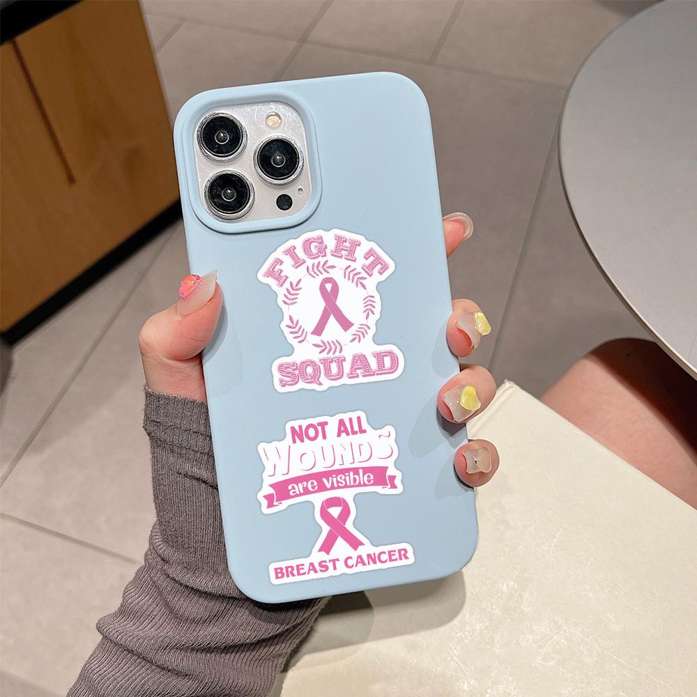 55 Pink Ribbon Breast Cancer Awareness Graffiti Stickers for DIY Decoration On Luggage & Bottles