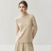 Women's Minimalist Rolled-Edge Cashmere Sweater - Semi-High Neck, Loose Fit, Slimming, Long Sleeve Knitted Base Layer