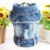 Pet Cake Ruffle Dress  Cute Lightweight Dog Vest Bichon Teddy Small Dog Clothes Solid Dog Denim Jacket Pet Jean Coat