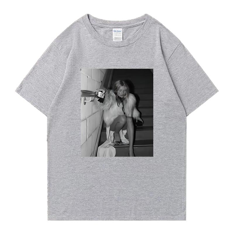 Fashion Kate Moss Vintage Graphic Street Hip Hop Short Sleeve T-shirts Men Women 100% Cotton Oversized Summer Tee Shirt Unisex