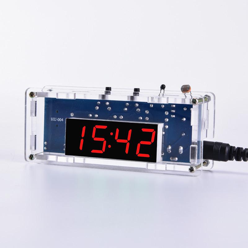 DIY LED Clock Kit: 51 Microcontroller, Light-Controlled, Temperature Display