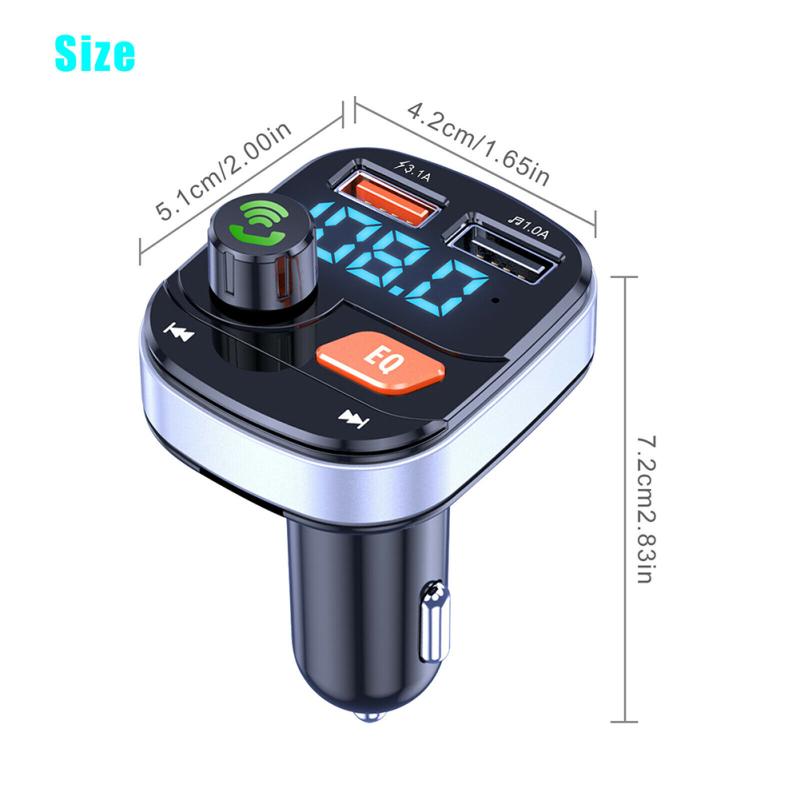 Wireless Bluetooth-compatible 5.0 Fm Transmitter Dual Usb Chargers Hands-free Radio Adapter Receiver
