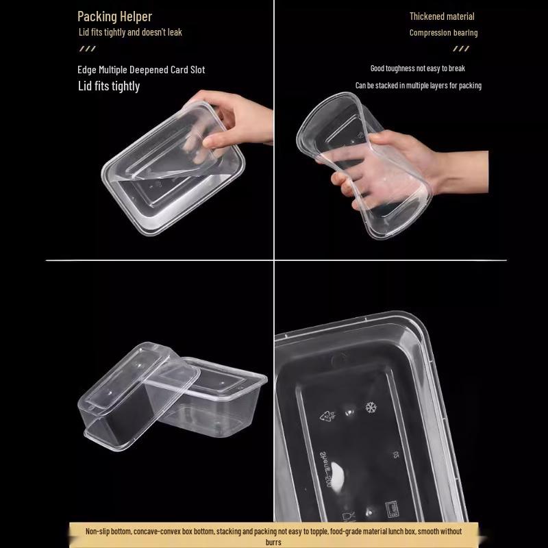 קופסת פלסטיק חד-פעמית מלבנית למזון עם מכסה