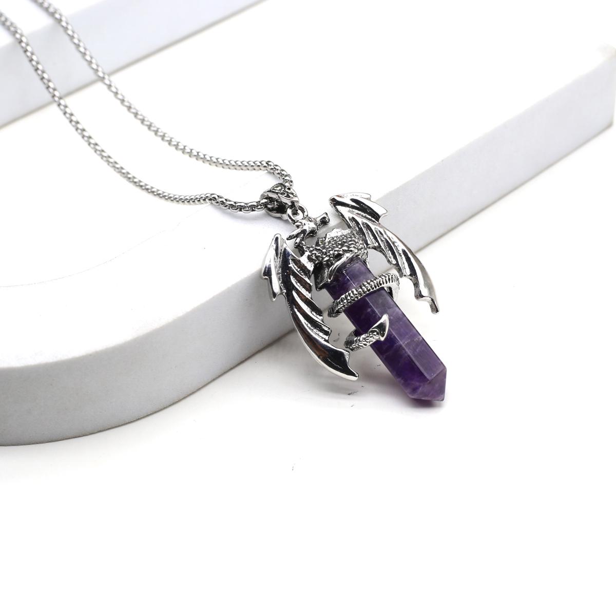 

Женское ожерелье из натурального камня, шестиугольная пирамида, подвеска в форме крыла, ожерелье для женщин, подарочная цепочка на день рождения, 60 см 30x55mm