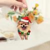 Christmas Dog Rearview Mirror Pendant Car Ornament Decoration Cute Puppy Wearing Christmas Hat Christmas Tree Decorations Car Accessories