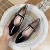Fashion Flat Shoes for Women Spring and Autumn Shallow 2025 New Patent Leather Women's Shoes Pointed Mary Jane Retro Plus Size Flat Shoe